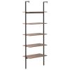 5-Tier Leaning Shelf Dark Brown and Black 25.2"x13.8"x72.8"