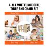 VEVOR Kids Art Table and 2 Chairs, 2-in-1 Toddler Craft and Play Activity Table, Wood Toddler Table and Chair Set with A Cabinet for Art, Craft