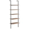 5-Tier Leaning Shelf Dark Brown and Black 25.2"x13.8"x72.8"