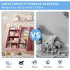 Pink Wooden Toy Storage Organizer Cabinet Kids Bookshelf Children Bookcase Toddler Baby Sling Book Rack Adjustable Shelf for Playroom Bedroom Nursery