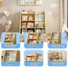 Wooden Toy Storage Organizer Cabinet Natural/ Wood Kids Bookshelf Children Bookcase Toddler Baby Sling Book Rack Adjustable Shelf for Playroom Bedroom