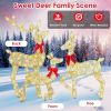 3 Pieces 2D Lighted Christmas Deer Family Set Indoor Outdoor Light Up Reindeer Decorations Lighted Buck Doe Fawn Display with 8 Lighting Modes