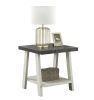 Athens Contemporary Two-Tone Wood Shelf End Table in Weathered Charcoal and Beige