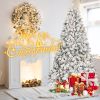 7ft Snow-Flocked Artificial Christmas Tree with Pine Cones, Prelit Xmas Trees, Hinged Easy Assembly & Reinforced Metal Base - Ideal for Indoor & Outdo