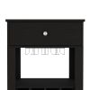 39" H black bar- coffee cart, Kitchen or living room cabinet storage, with 12 bottle racks, a central shelf with 1 Cup holders