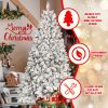 7ft Snow-Flocked Artificial Christmas Tree with Pine Cones, Prelit Xmas Trees, Hinged Easy Assembly & Reinforced Metal Base - Ideal for Indoor & Outdo