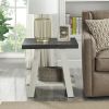 Athens Contemporary Two-Tone Wood Shelf End Table in Weathered Charcoal and Beige