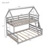 Functional Twin-Over-Full House Bunk Bed, Built-In Ladder, Modern Gray Design