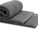 Luxury Bath Mat Floor Towel Set 22 x34 inch 2 Pack Dark Gray Absorbent Cotton Hotel Spa Shower Bathtub Mats [Not a Bathroom Rug]