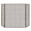 3-Panel Metal Foldable Fireplace Screen with Metal Mesh