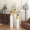 Floor Metal Vases Decorated White Metal vases Set of 3 gorgeous home decoration large glazed metal vases 24in/28.7in/33.5in height