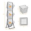 3-Tier Fruit Basket Stand with Adjustable Heights