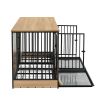 Dog Crate Furniture with Two Combined Room, XL Large Double Dog Cage Furniture with Tray for Medium Large Dogs, Wooden Dog Kennel Furniture