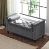 Storage Bench, 44.5-Inch Queen Velvet Button Bedside Bench, Entryway Living Room with Armrests, Nailhead Trim, Upholstered Bedroom Bench, Bedside Otto