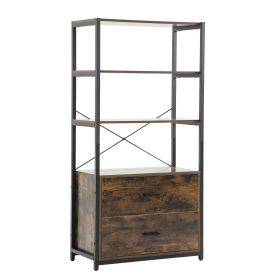 Industrial Wood Bookcase Retro Bookshelf Storage Display Rack Utility Book Shelf