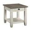 Rosy Brown and Antique White Finish 1pc End Table with Drawer Bottom Shelf Wooden Living Room Furniture Side Table