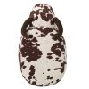 Brown and White Velvet Cow-Shaped Ottoman, Cute Wood Foot Stool Shoes Changing Seat with Cushioned for Adult Living Room, Bedroom, Nursery Gameroom