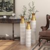 Floor Metal Vases Decorated White Metal vases Set of 3 gorgeous home decoration large glazed metal vases 24in/28.7in/33.5in height