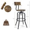 Industrial Adjustable Swivel Bar Stool with Arc-Shaped Backrest