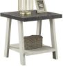 Athens Contemporary Two-Tone Wood Shelf End Table in Weathered Charcoal and Beige