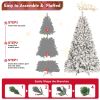 6FT Snow-Flocked Artificial Christmas Tree with Pine Cones, Prelit Xmas Trees, Hinged Easy Assembly & Reinforced Metal Base - Ideal for Indoor & Outdo