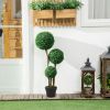 Artificial Plant for Home Decor Indoor & Outdoor Fake Plants Artificial Tree in Pot, 3 Ball Boxwood Topiary Tree for Home Office, Living Room Decor, D