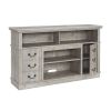 Traditional TV Media Stand Farmhouse Rustic Entertainment Console for TV Up to 65" with Open and Closed Storage Space, Light Gray, 60"W*15.75"D*34.25"