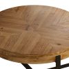 33.86"Modern Retro Splicing Round Coffee Table, Fir Wood Table Top with Black Cross Legs Base(Same SKU:W757127347)