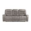 Modern Living Room 1pc Double Reclining Sofa Polished Microfiber Upholstery, Plush Seating, Grayish Brown Solid Wood Frame Furniture