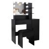 FCH Large Vanity Set with 10 LED Bulbs; Makeup Table with Cushioned Stool; 3 Storage Shelves 1 Drawer 1 Cabinet; Dressing Table Dresser Desk for Women