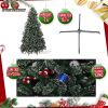 7 ft Artificial Christmas Tree Snow Flocked 1390 Tips Pine Decoration with Red Cheery