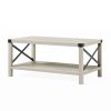 Farmhouse Metal-X Coffee Table with Lower Shelf - Stone Grey