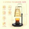 Candle Warmer Lamp Dimmable And Timer Candle Warmer Height Adjustable For Jar Scented Candles For Home Decor Amber Glass And Black Base