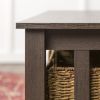 Coastal Coffee Table with Lower Shelf and Faux Rattan Baskets - Espresso