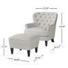 Contemporary Light Grey Fabric Club Chair and Ottoman Set, Stylish Upholstered Armchair with Matching Ottoman, Ideal for Modern Living Room Comfort an