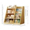 Wooden Toy Storage Organizer Cabinet Natural/ Wood Kids Bookshelf Children Bookcase Toddler Baby Sling Book Rack Adjustable Shelf for Playroom Bedroom