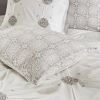 4 Piece Embroidered Cotton Reversible Duvet Cover Set