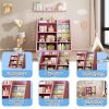 Pink Wooden Toy Storage Organizer Cabinet Kids Bookshelf Children Bookcase Toddler Baby Sling Book Rack Adjustable Shelf for Playroom Bedroom Nursery