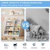 White Wooden Toy Storage Organizer Cabinet Kids Bookshelf Children Bookcase Toddler Baby Sling Book Rack Adjustable Shelf for Playroom Bedroom Nursery