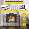 VEVOR Fireplace Screen, 38 x 26.5 Inch,Heavy Duty Iron Freestanding Spark Guard with Support, Metal Mesh Craft, Broom Tong Shovel Poker Included for F