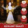 4.5FT Lighted Christmas Angel Outdoor Decoration, Weather Proof Angel with Wings Christmas Ornament Home Decor Pre-lit 200 LED White Lights with Stake