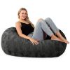 Jaxx Sofa Saxx Bean Bag Couch - 4 Foot - Faux Fur, Black