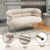 COOLMORE Small Loveseat Sofa, Upholstered Mini Couch with Curved Backrest with Stylish Golden Decor, Small Comfy Love Seat Leisure Accent Couch for Li