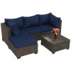 Patio Furniture Set 5 Pieces Wicker Outdoor Conversation Set All-Weather Sectional Patio Sofa with Water Resistant Thick Cushions and Coffee Table for