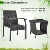 3 Piece Patio Wicker Chair Set with Quick Dry Foam Cushions