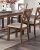 Dining Table and 6x Side Chairs Natural Brown Finish Solid wood 7pc Dining Table Wooden Contemporary Style Kitchen Dining Room Furniture