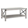 Farmhouse Metal-X Coffee Table with Lower Shelf - Stone Grey