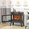 HOMCOM Electric Fireplace Stove, 24" Freestanding Electric Fireplace Heater with Remote, Realistic 3D Flame Effect, Thermostat, Overheat Protection