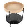 Daniella Contemporary End Table in Black Metal and Natural Wood with Black Marble Accent by LumiSource