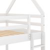 Cozy Twin-Over-Twin Low Bunk House Bed, Includes Ladder, Crisp White Finish